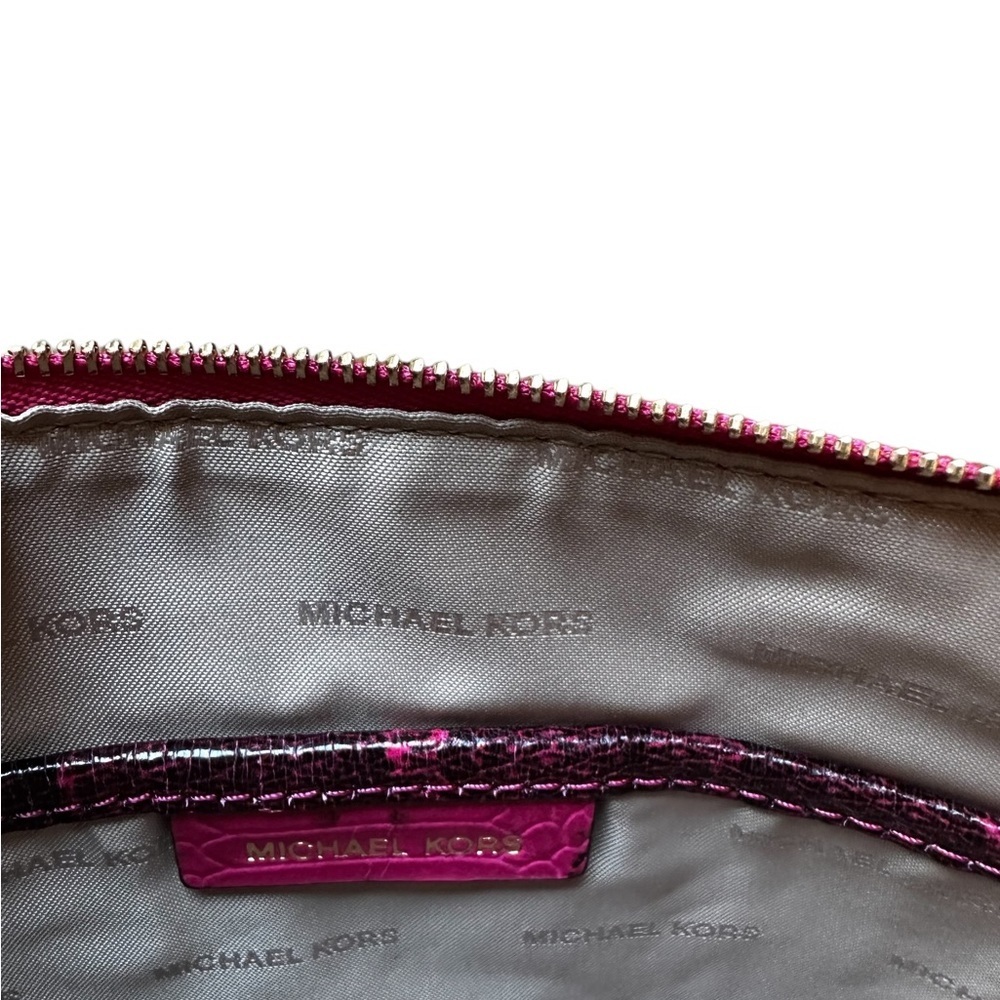 Michael Kors Snakeprint Large Jetset Clutch Fuschia & Black - NWOT - Picture 11 of 11